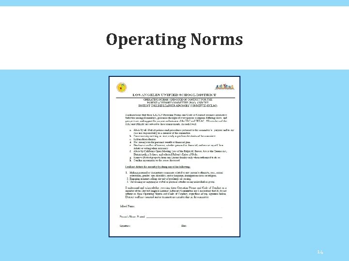 Operating Norms 14 