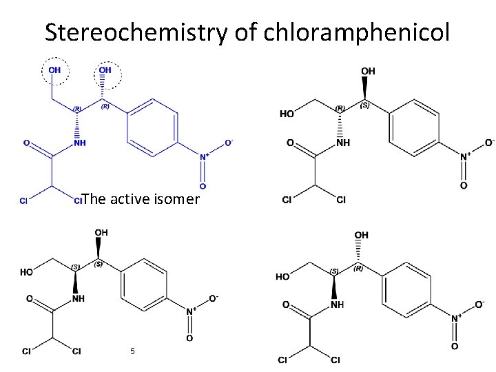 Stereochemistry of chloramphenicol The active isomer 5 