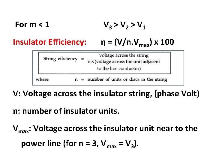For m < 1 V 3 > V 2 > V 1 Insulator Efficiency: For m < 1 V 3 > V 2 > V 1 Insulator Efficiency: