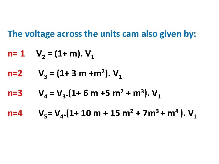 The voltage across the units cam also given by: n= 1 V 2 = The voltage across the units cam also given by: n= 1 V 2 =
