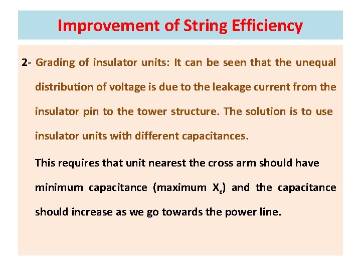 Improvement of String Efficiency 2 - Grading of insulator units: It can be seen Improvement of String Efficiency 2 - Grading of insulator units: It can be seen