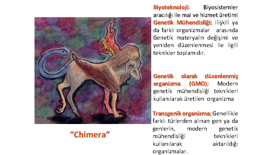 Biyoteknoloji: Biyosistemler aracılığı ile mal ve hizmet üretimi Genetik Mühendisliği; Mühendisliği ilişkili ya da