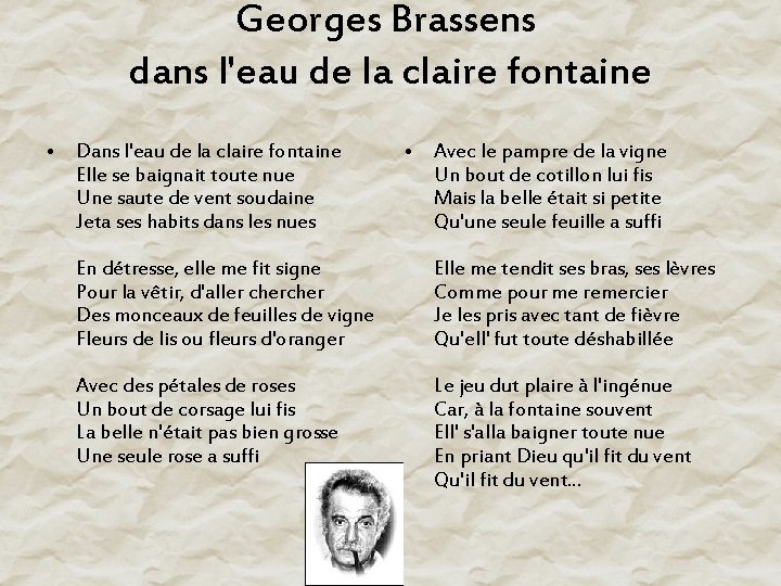 Georges Brassens dans l'eau de la claire fontaine • Dans l'eau de la claire