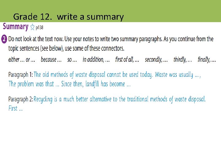 Grade 12. write a summary 