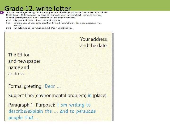 Grade 12, write letter 