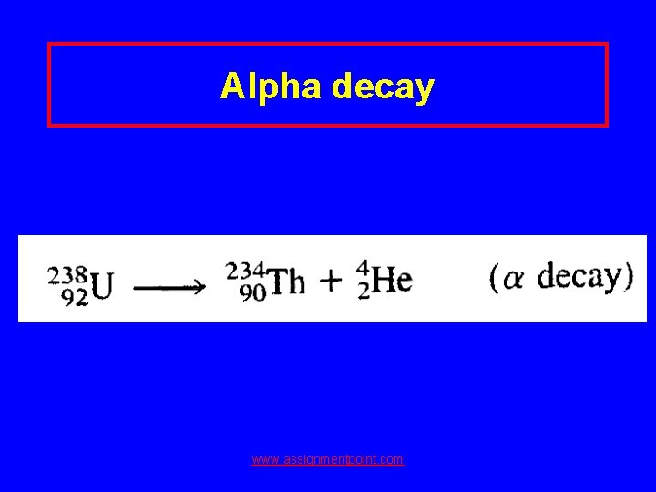 Alpha decay www. assignmentpoint. com 