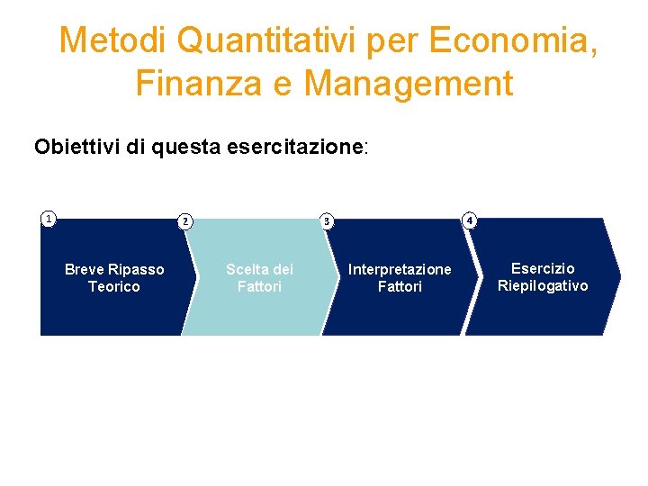 Metodi Quantitativi per Economia, Finanza e Management Obiettivi di questa esercitazione: 1 Breve Ripasso
