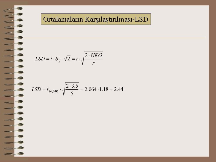 Ortalamaların Karşılaştırılması-LSD 