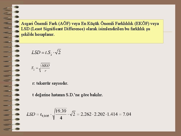 Asgari Önemli Fark (AÖF) veya En Küçük Önemli Farklılılık (EKÖF) veya LSD (Least Significant