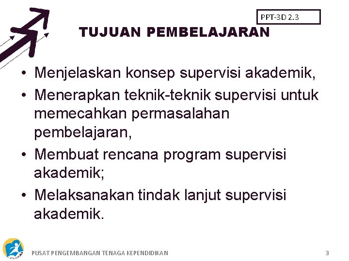 PPT-3 D 2. 3 TUJUAN PEMBELAJARAN • Menjelaskan konsep supervisi akademik, • Menerapkan teknik-teknik