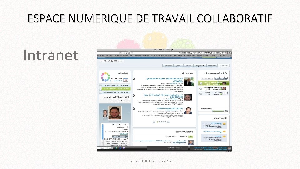 ESPACE NUMERIQUE DE TRAVAIL COLLABORATIF Intranet Journée ANFH 17 mars 2017 