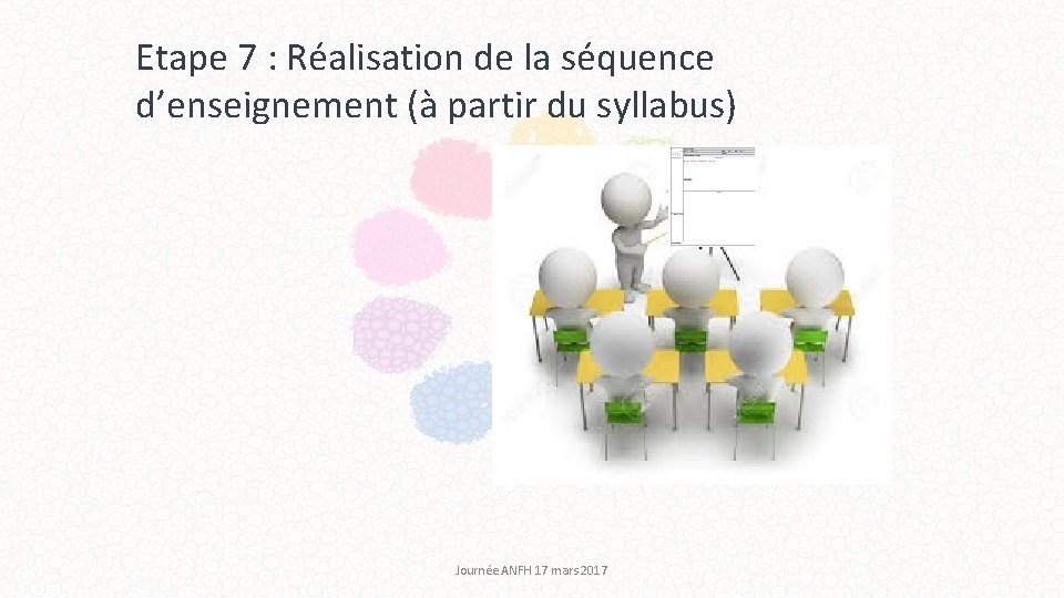 Etape 7 : Réalisation de la séquence d’enseignement (à partir du syllabus) Journée ANFH