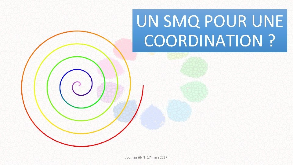 UN SMQ POUR UNE COORDINATION ? Journée ANFH 17 mars 2017 