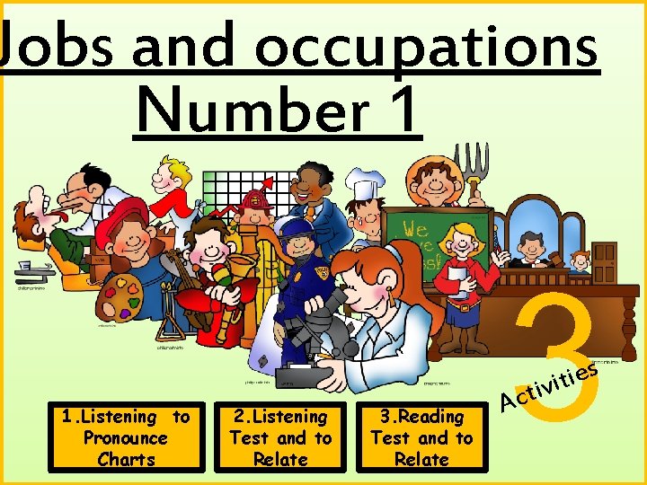 Jobs and occupations Number 1 1. Listening to Pronounce Charts 2. Listening Test and