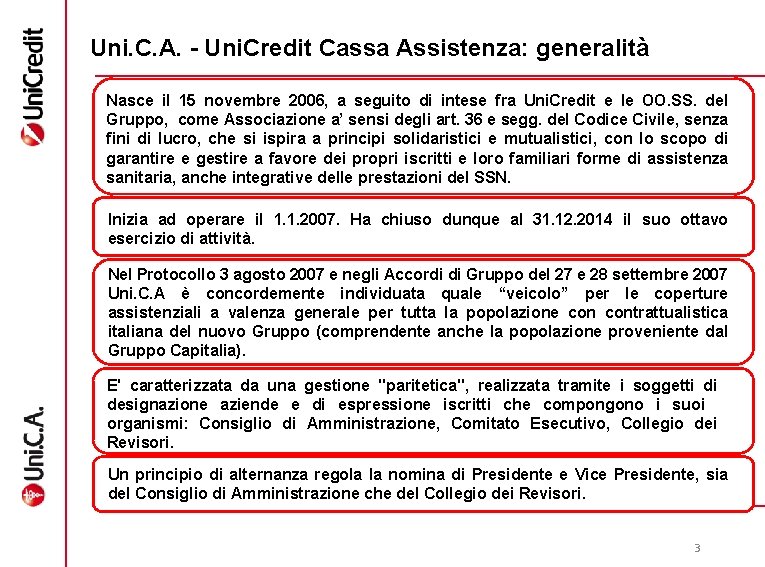 Uni. C. A. - Uni. Credit Cassa Assistenza: generalità Nasce il 15 novembre 2006,