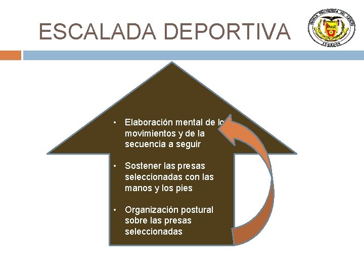 ESCALADA DEPORTIVA • Elaboración mental de los movimientos y de la secuencia a seguir