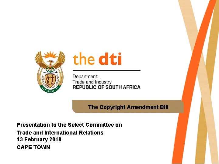 The Copyright Amendment Bill Presentation to the Select Committee on Trade and International Relations