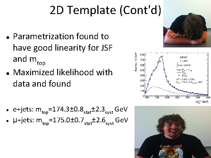 2 D Template (Cont'd) Parametrization found to have good linearity for JSF and mtop