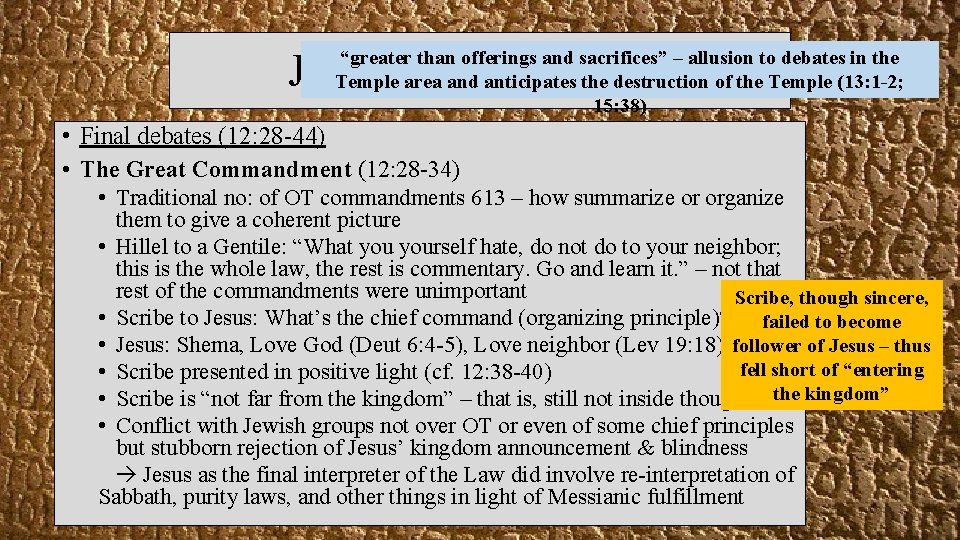 Jesus and the Gospels “greater than offerings and sacrifices” – allusion to debates in