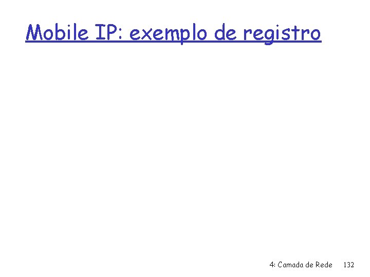Mobile IP: exemplo de registro 4: Camada de Rede 132 