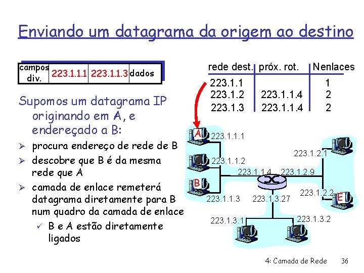 Enviando um datagrama da origem ao destino campos dados div. 223. 1. 1. 1