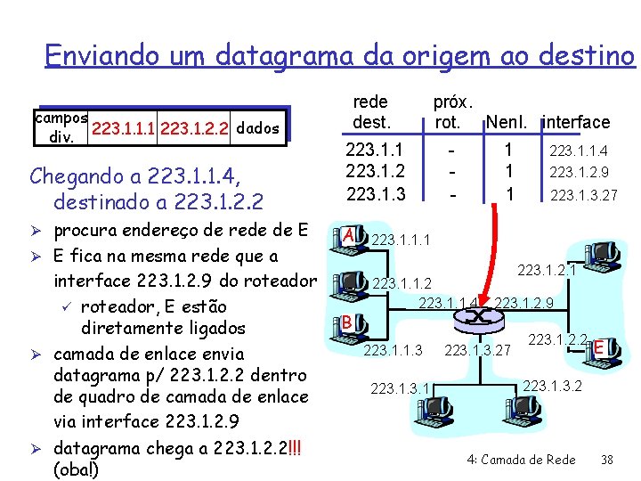Enviando um datagrama da origem ao destino campos dados div. 223. 1. 1. 1