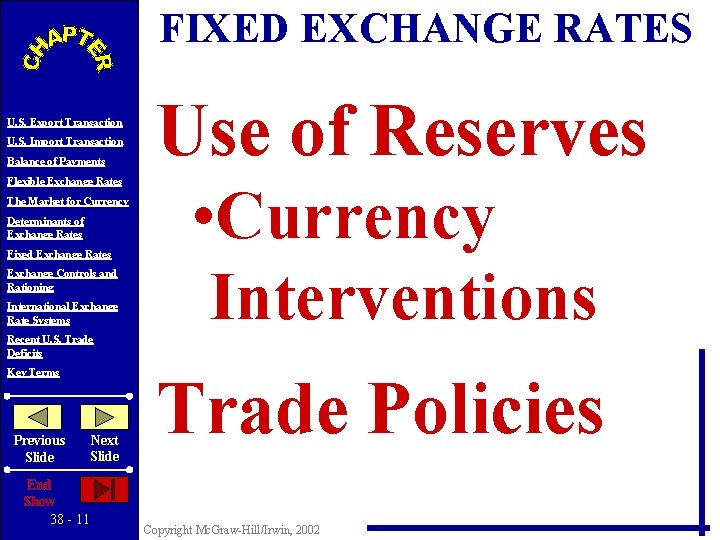 FIXED EXCHANGE RATES U. S. Export Transaction U. S. Import Transaction Balance of Payments