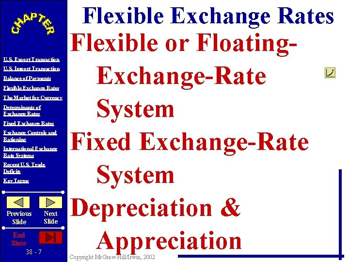 Flexible Exchange Rates U. S. Export Transaction U. S. Import Transaction Balance of Payments