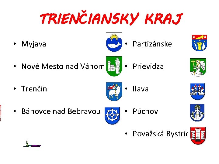 TRIENČIANSKY KRAJ • Myjava • Partizánske • Nové Mesto nad Váhom • Prievidza •