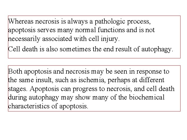 Whereas necrosis is always a pathologic process, apoptosis serves many normal functions and is