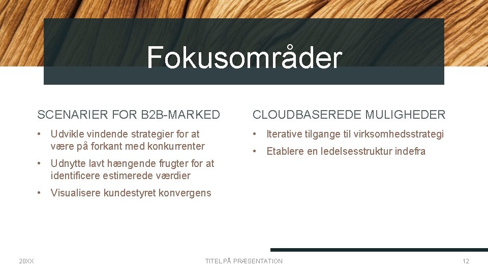 Fokusområder SCENARIER FOR B 2 B-MARKED CLOUDBASEREDE MULIGHEDER • Udvikle vindende strategier for at