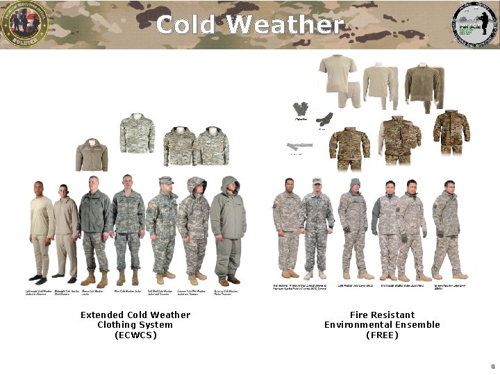 Cold Weather Extended Cold Weather Clothing System (ECWCS) Fire Resistant Environmental Ensemble (FREE) 9 Cold Weather Extended Cold Weather Clothing System (ECWCS) Fire Resistant Environmental Ensemble (FREE) 9