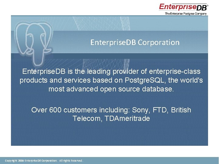 Presentation Title Enterprise. DB Corporation Presentation Sub-Title Enterprise. DB is the leading provider of