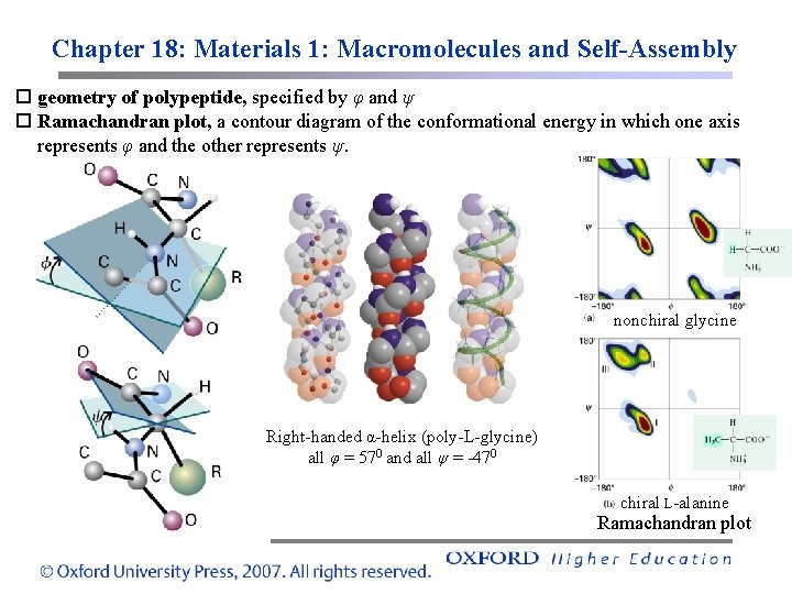 Chapter 18: Materials 1: Macromolecules and Self-Assembly geometry of polypeptide, specified by φ and
