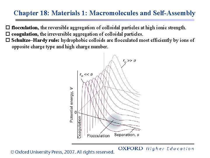 Chapter 18: Materials 1: Macromolecules and Self-Assembly flocculation, the reversible aggregation of colloidal particles