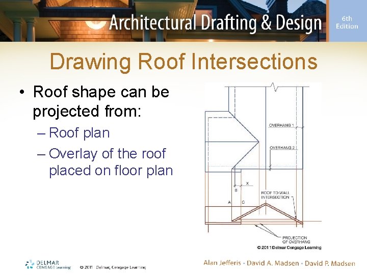 Drawing Roof Intersections • Roof shape can be projected from: – Roof plan –