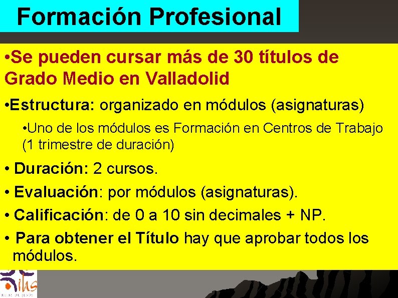 Formación Profesional • Se pueden cursar más de 30 títulos de Grado Medio en