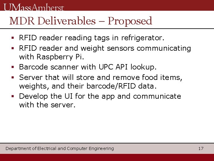 MDR Deliverables – Proposed RFID reader reading tags in refrigerator. RFID reader and weight