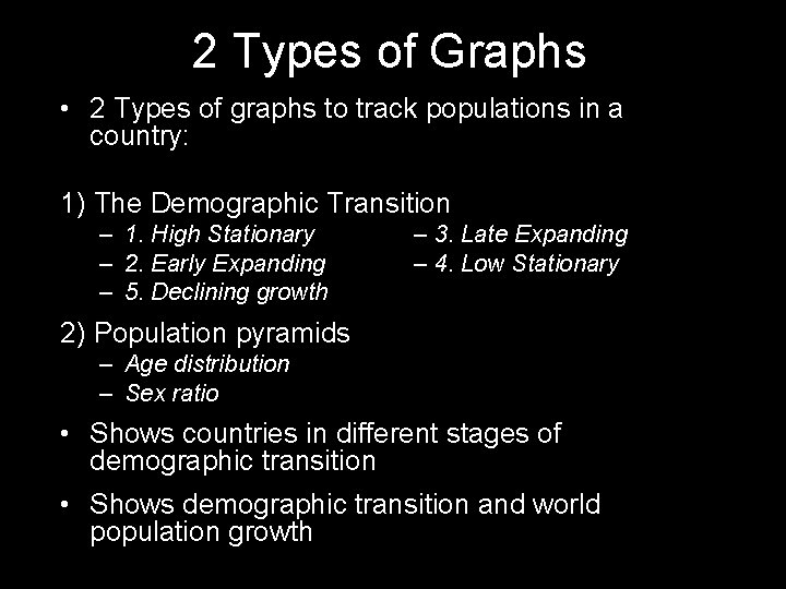 2 Types of Graphs • 2 Types of graphs to track populations in a 2 Types of Graphs • 2 Types of graphs to track populations in a