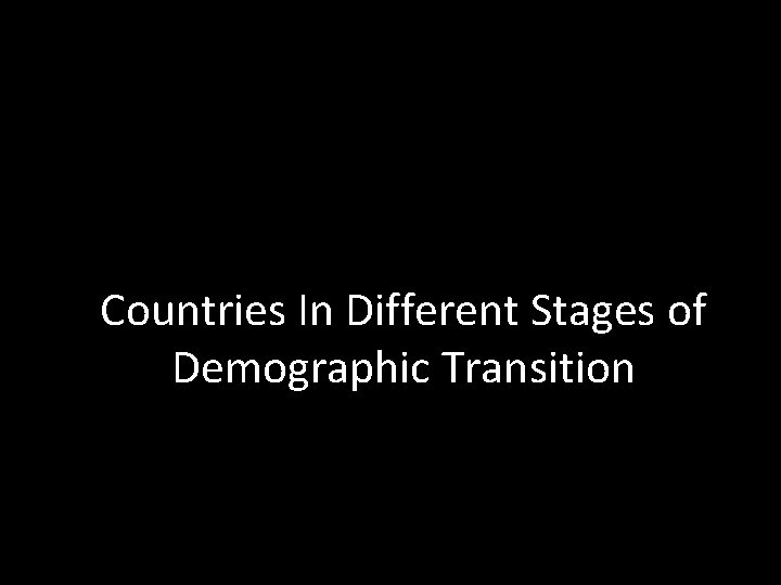 Countries In Different Stages of Demographic Transition Countries In Different Stages of Demographic Transition