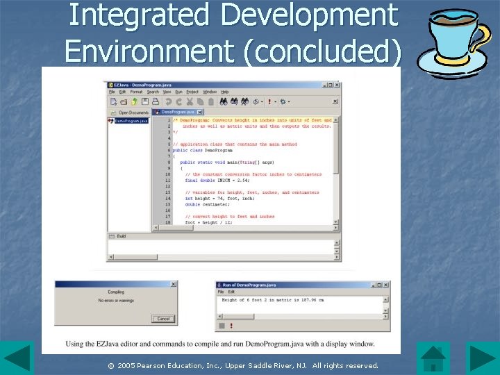 Integrated Development Environment (concluded) © 2005 Pearson Education, Inc. , Upper Saddle River, NJ.