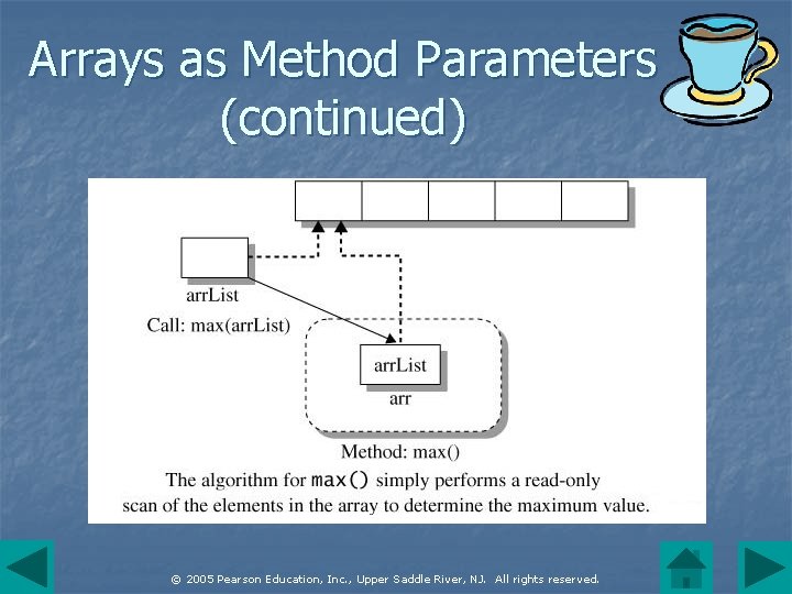 Arrays as Method Parameters (continued) int[] arr. List = new int[5]; max. Value =