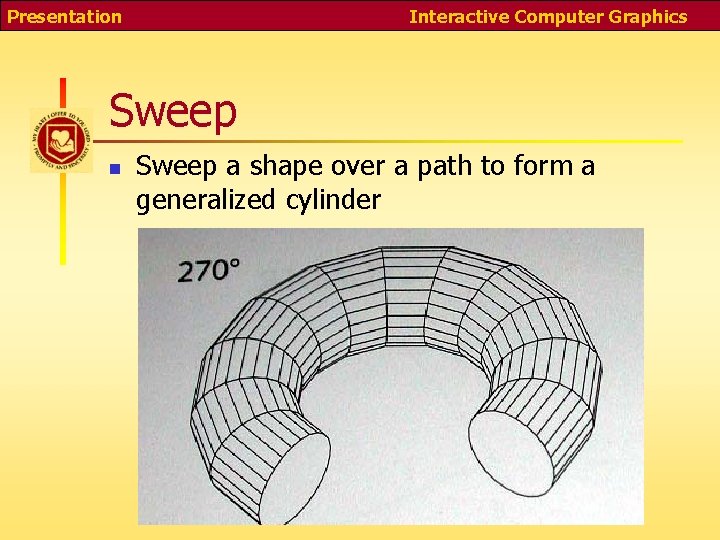 Presentation Interactive Computer Graphics Sweep n Sweep a shape over a path to form