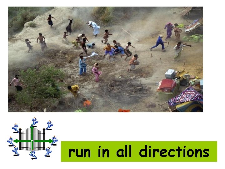 run in all directions 