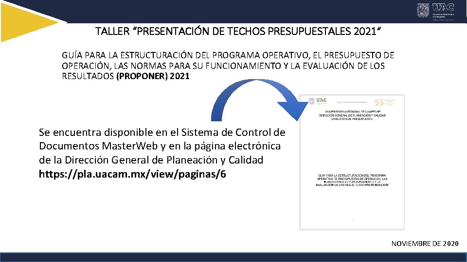TALLER “PRESENTACIÓN DE TECHOS PRESUPUESTALES 2021” GUÍA PARA LA ESTRUCTURACIÓN DEL PROGRAMA OPERATIVO, EL
