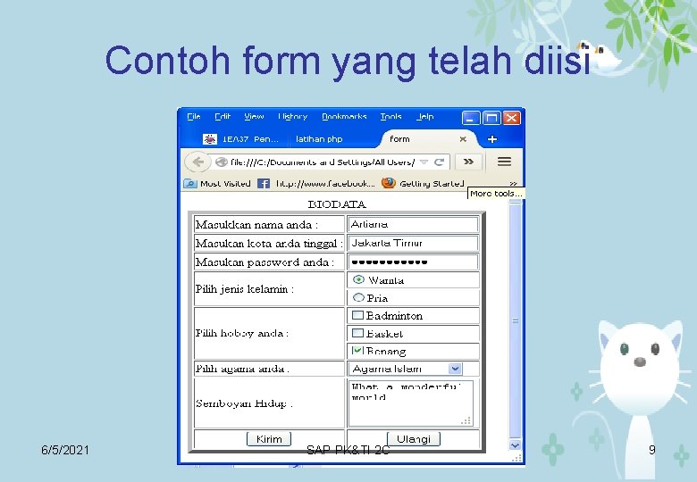Contoh form yang telah diisi 6/5/2021 SAP PK&TI 2 C 9 