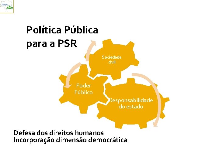 Política Pública para a PSR Sociedade civil Poder Público Responsabilidade do estado Defesa dos