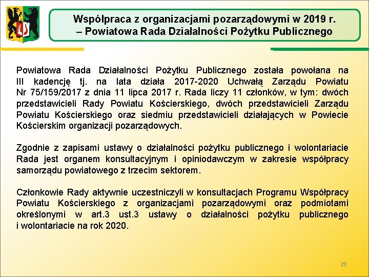 Współpraca z organizacjami pozarządowymi w 2019 r. – Powiatowa Rada Działalności Pożytku Publicznego została