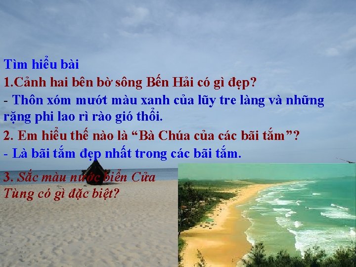 Tìm hiểu bài 1. Cảnh hai bên bờ sông Bến Hải có gì đẹp?