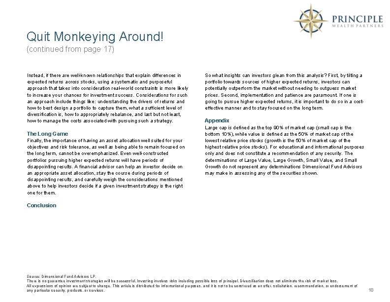 Quit Monkeying Around! (continued from page 17) Instead, if there are well-known relationships that